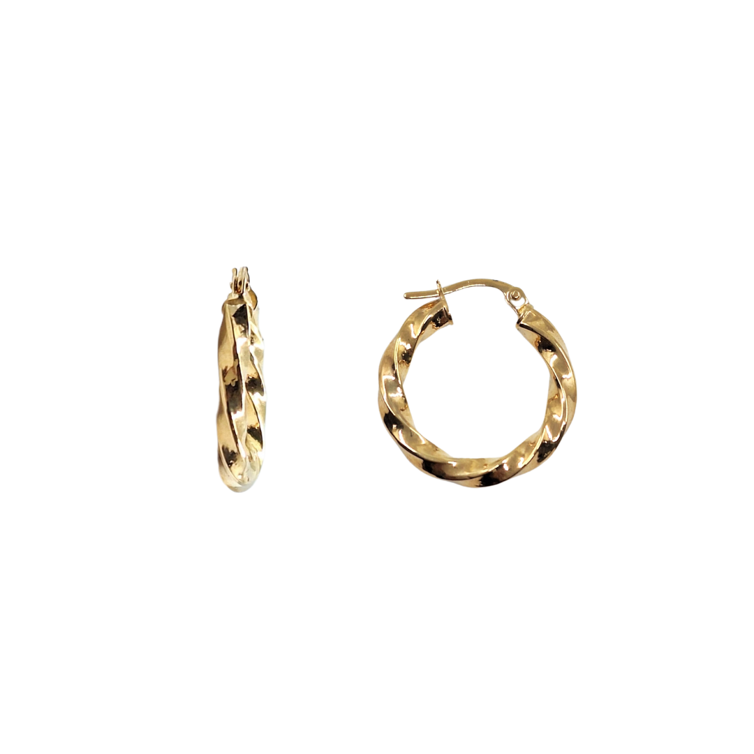 9ct Yellow Gold Twist Creole Earrings