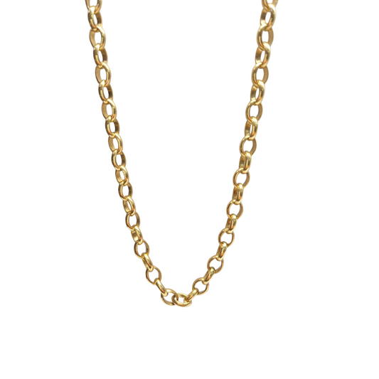 9ct Yellow Gold Oval Link Belcher Chain 24"