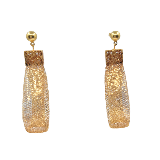 18ct Yellow Gold Mesh Drop Earrings