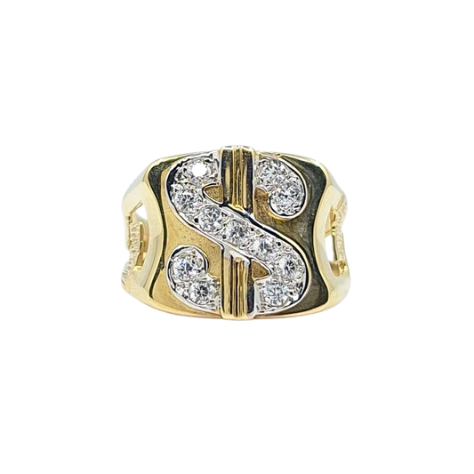 9ct Yellow Gold CZ Dollar Ring
