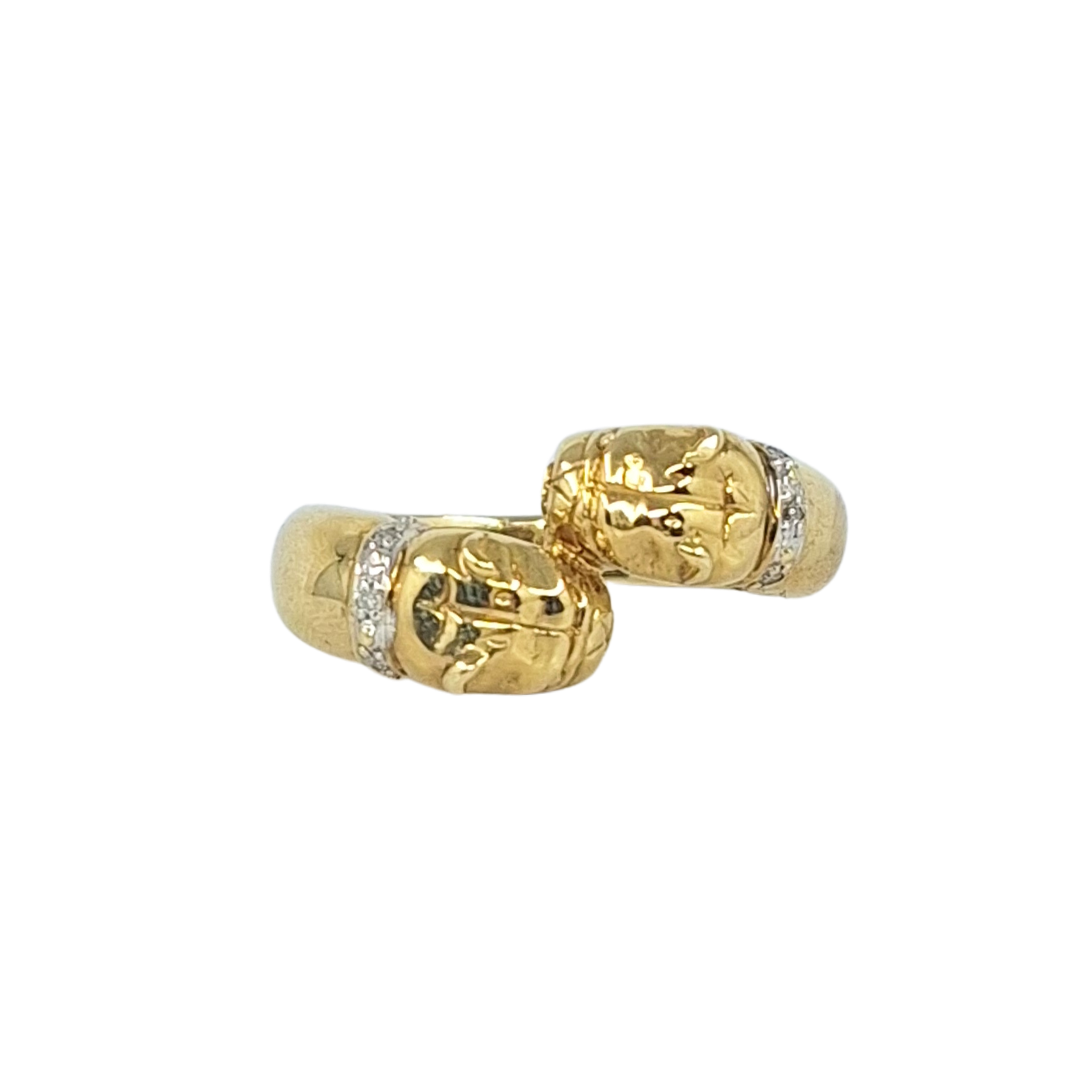 9ct Yellow Gold Diamond Bulldog Ring