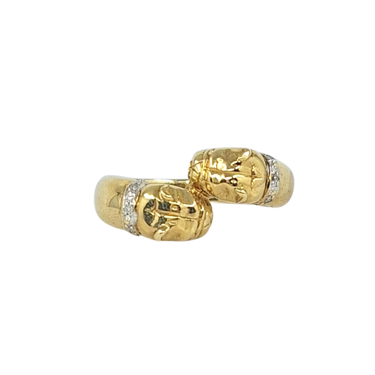 9ct Yellow Gold Diamond Bulldog Ring