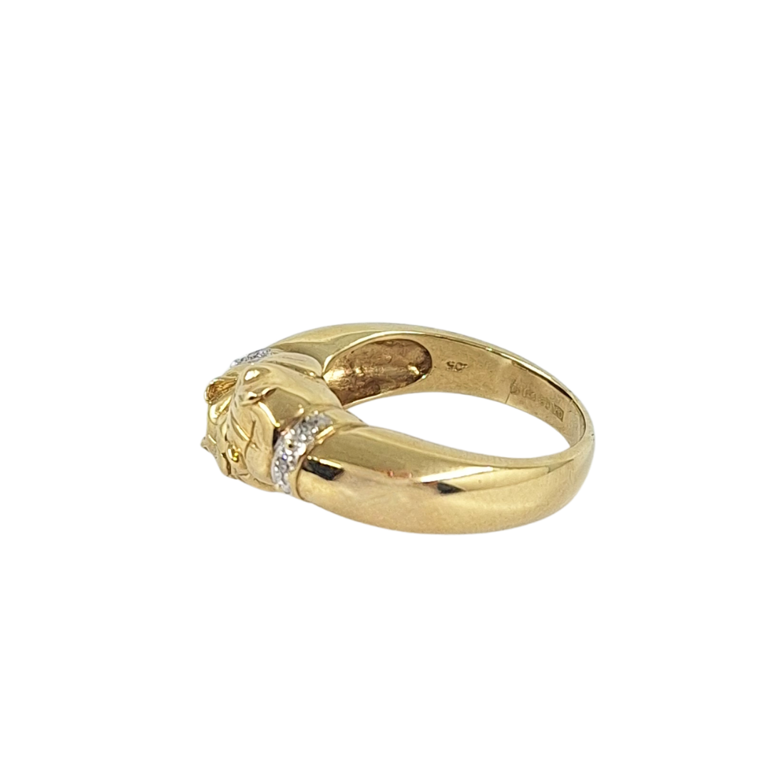 9ct Yellow Gold Diamond Bulldog Ring
