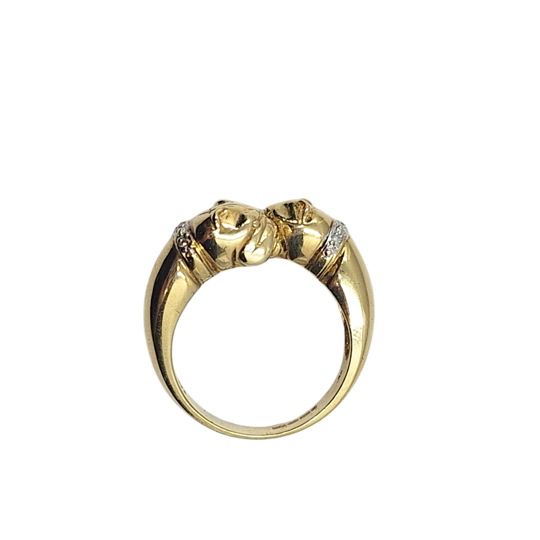 9ct Yellow Gold Diamond Bulldog Ring