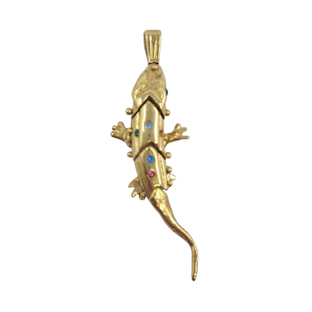9ct Yellow Gold Cz Lizard Pendant