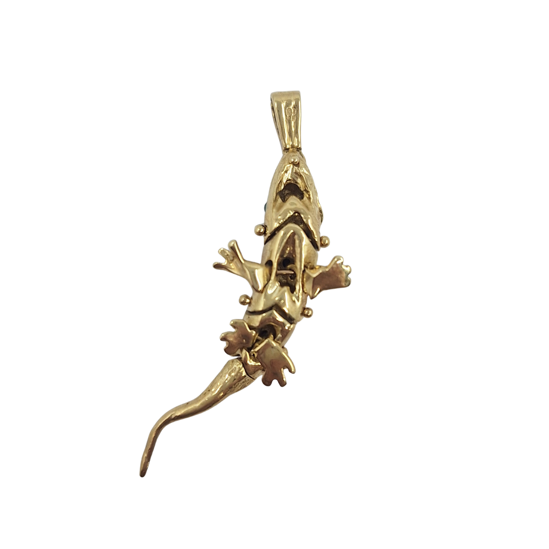 9ct Yellow Gold Cz Lizard Pendant