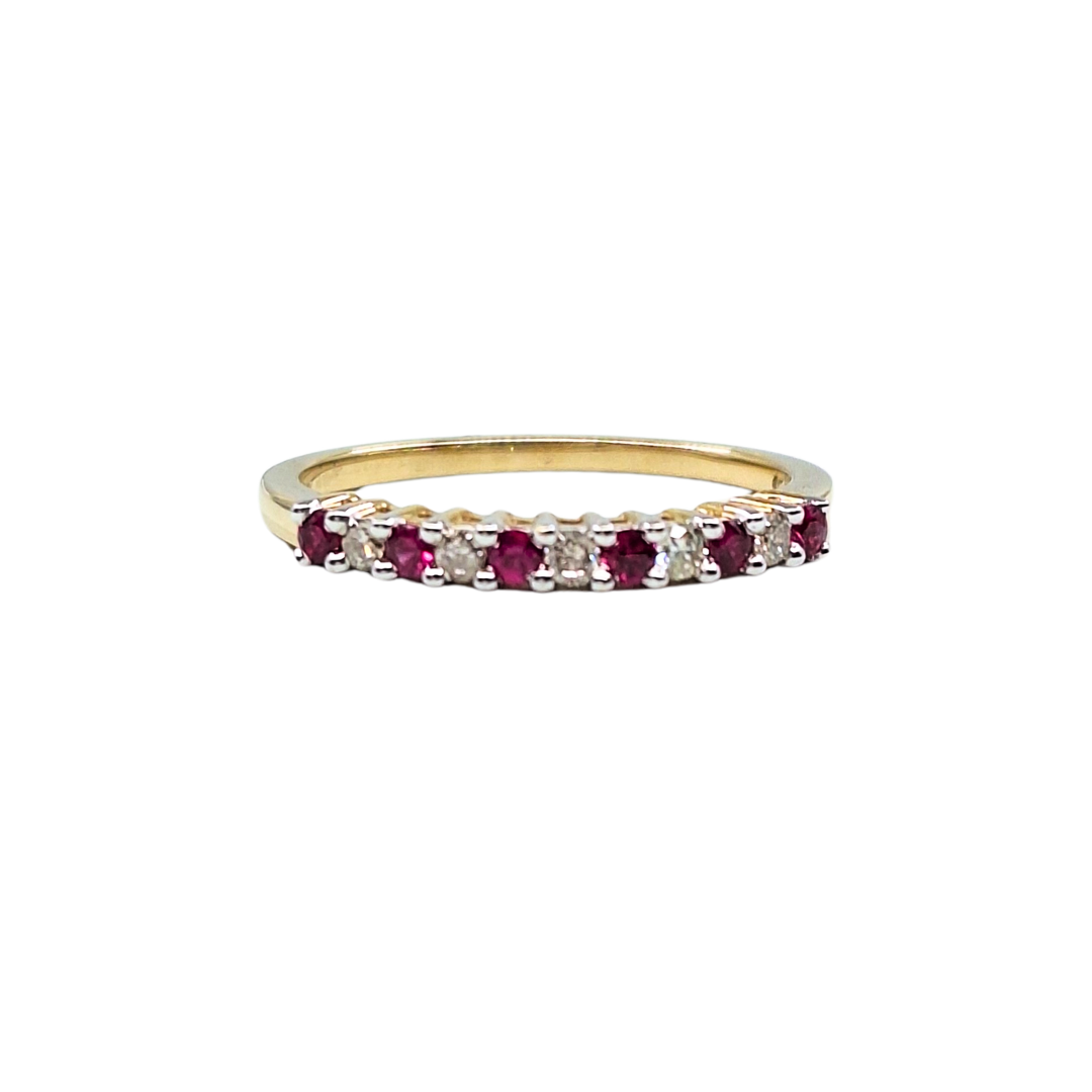 9ct Yellow Gold Ruby & Diamond Ring