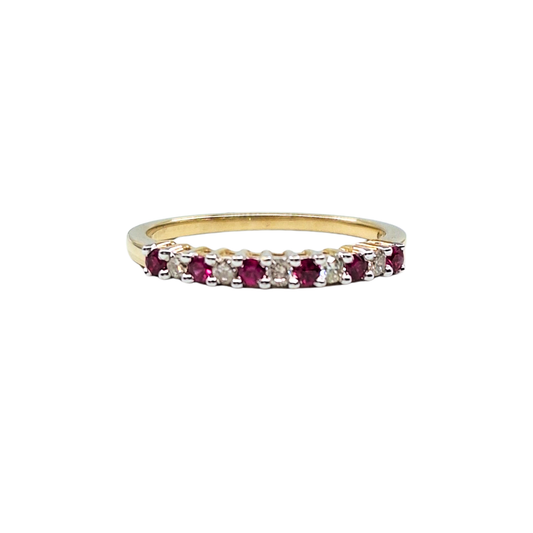 9ct Yellow Gold Ruby & Diamond Ring