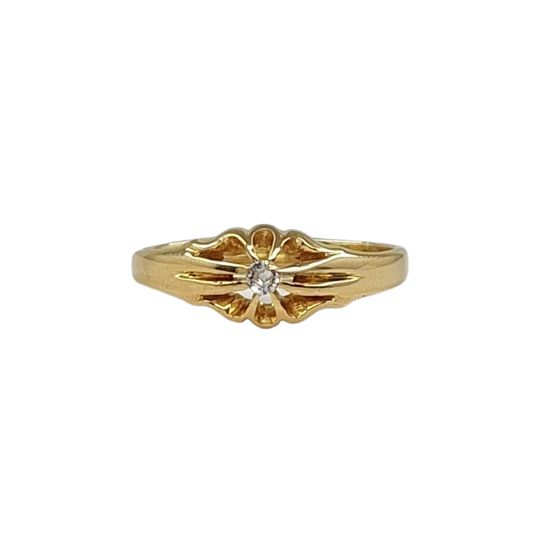 18ct Yellow Gold Diamond Set Gypsy Style Ring