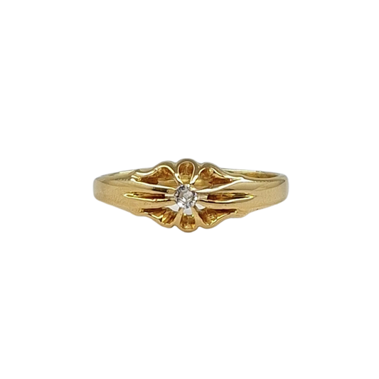 18ct Yellow Gold Diamond Set Gypsy Style Ring