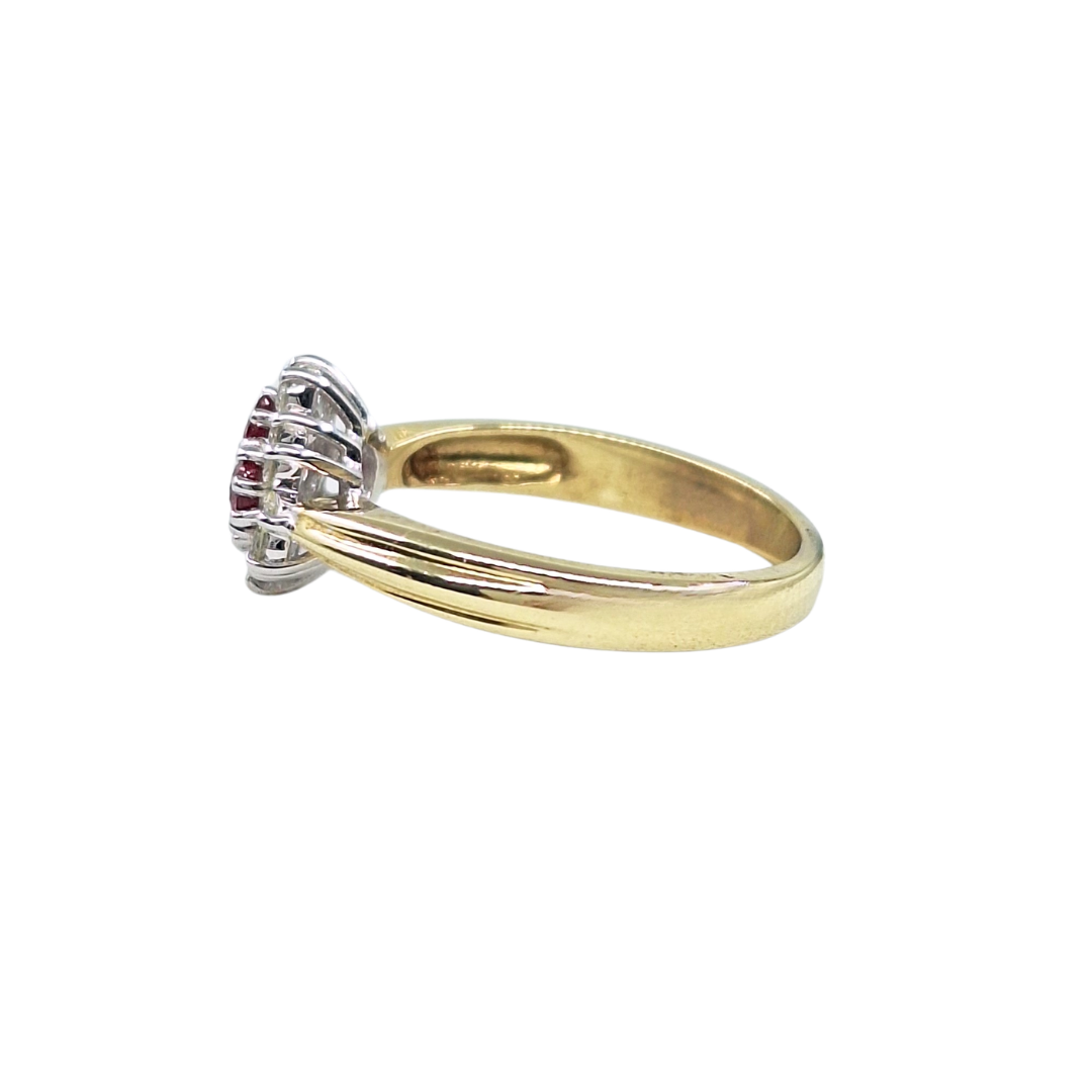 9ct Yellow Gold Ruby & Diamond Cluster Ring