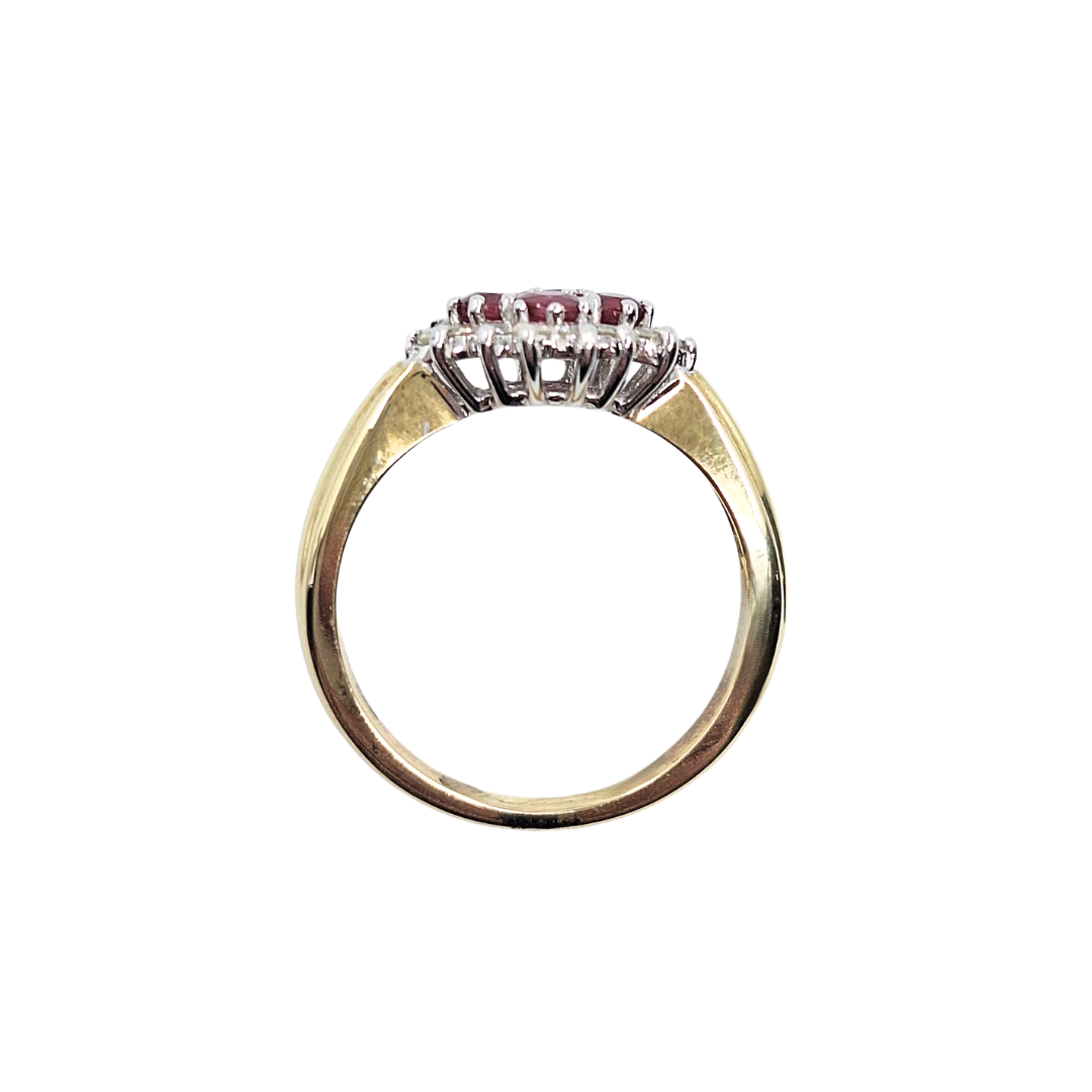 9ct Yellow Gold Ruby & Diamond Cluster Ring
