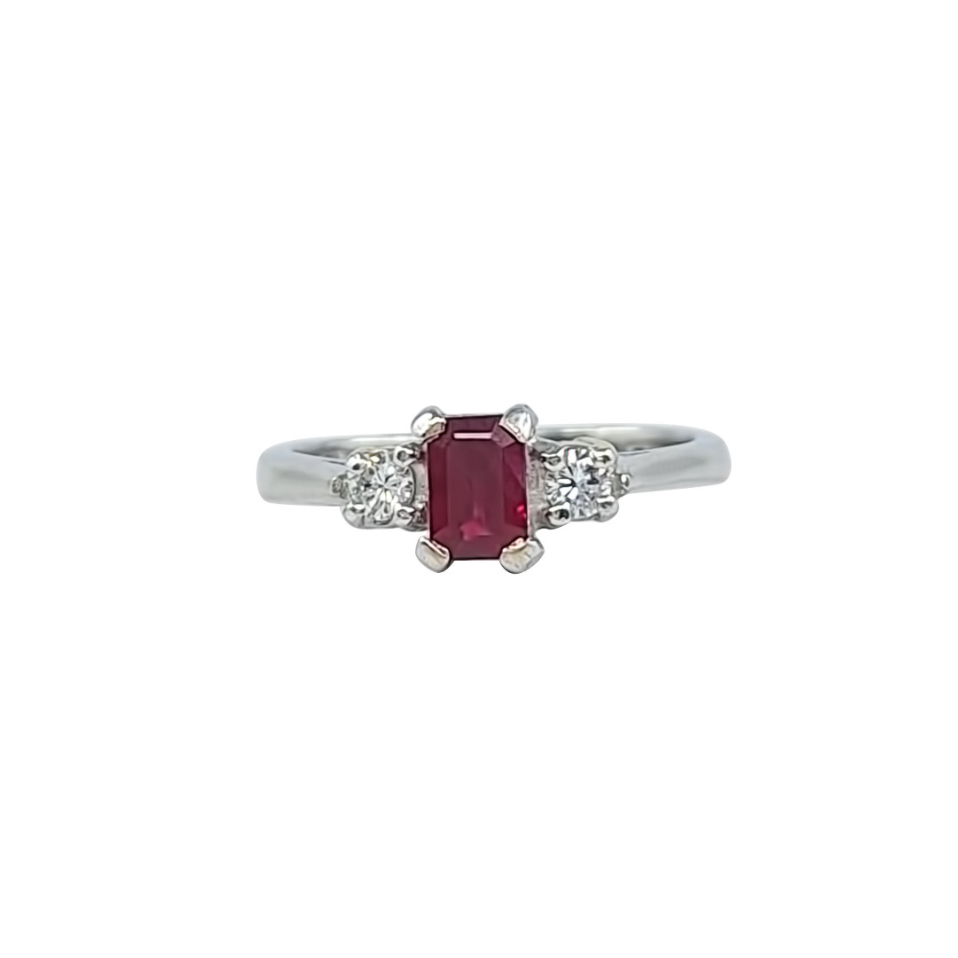 18ct White Gold Ruby & Diamond Ring