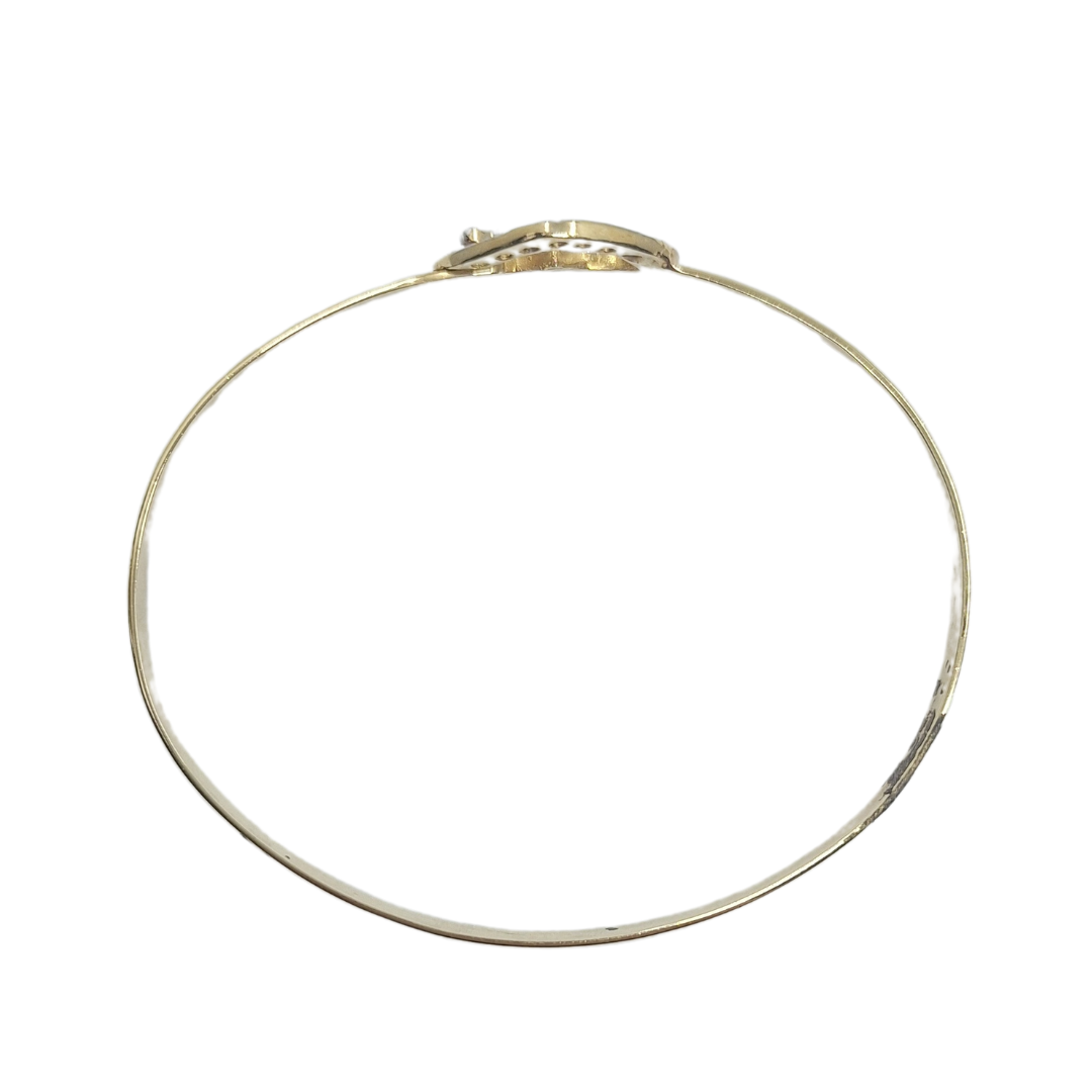 9ct Yellow Gold Heart CZ Hook Bangle