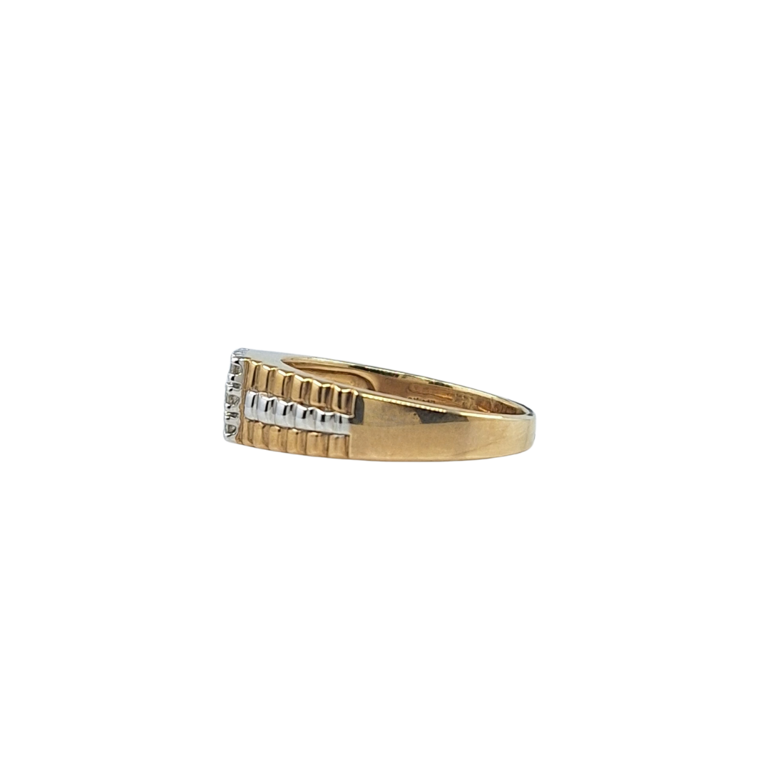 9ct Yellow And White Gold Rolex Style Diamond Ring