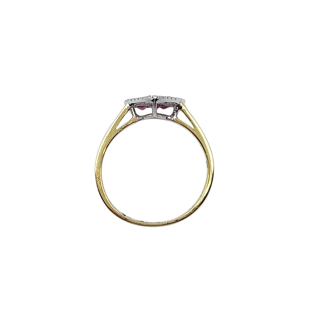 18ct Yellow Gold Ruby & Diamond Cluster Ring