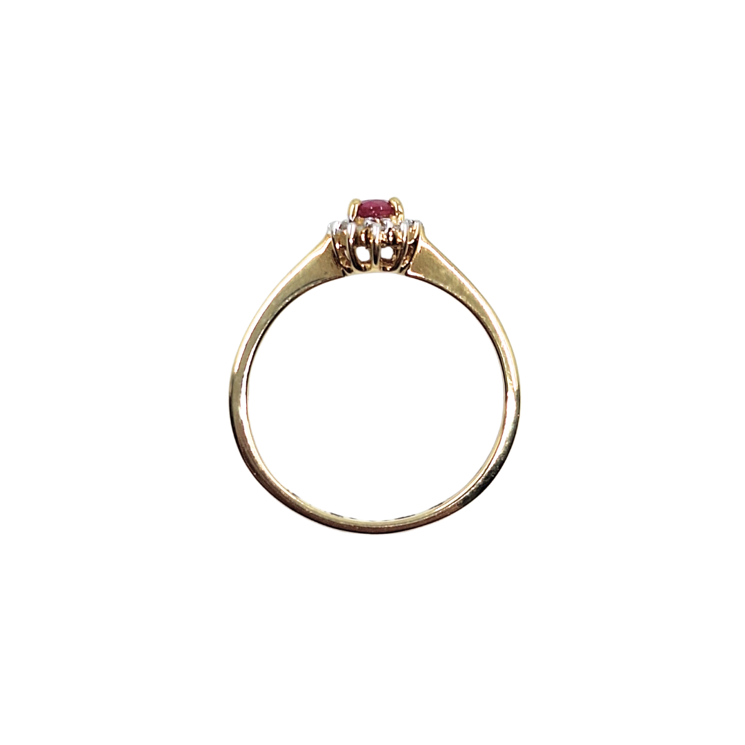 9ct Yellow Gold Ruby & Diamond Cluster Ring
