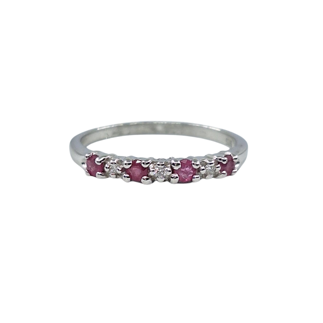 9ct White Gold Ruby & Diamond Eternity Ring