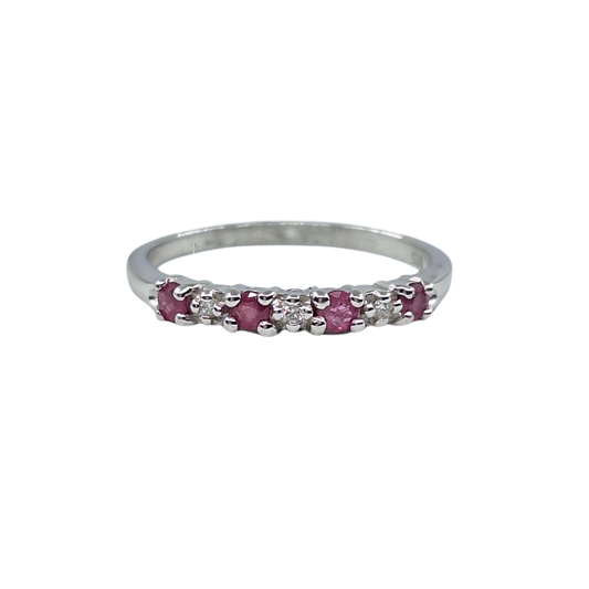 9ct White Gold Ruby & Diamond Eternity Ring