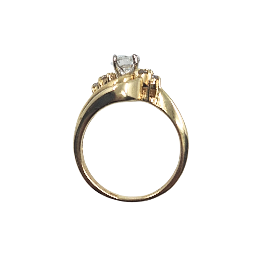 14ct Yellow Gold Diamond Crossover Ring