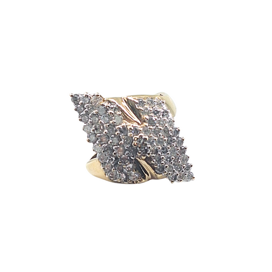 9ct Yellow Gold Diamond Cluster Ring 2ct