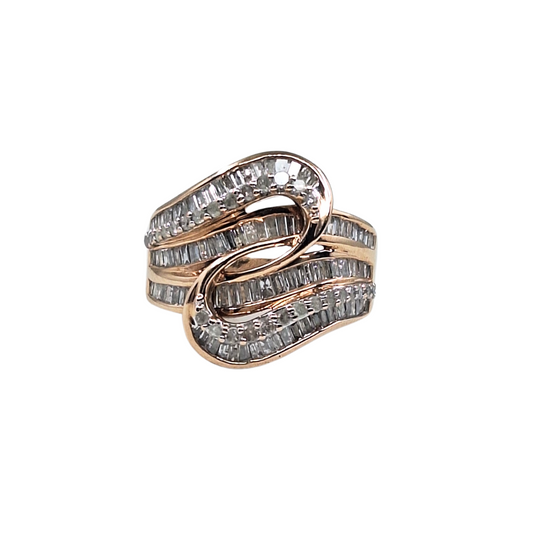 9ct Rose Gold Diamond Swirl Fancy Band Ring