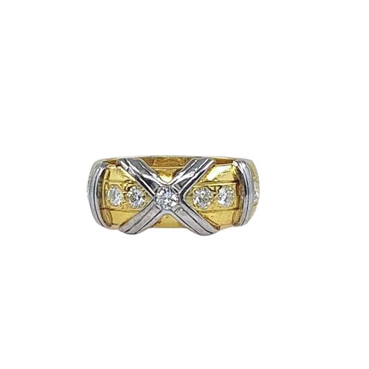 18ct Yellow & White Gold Diamond Set Band Ring