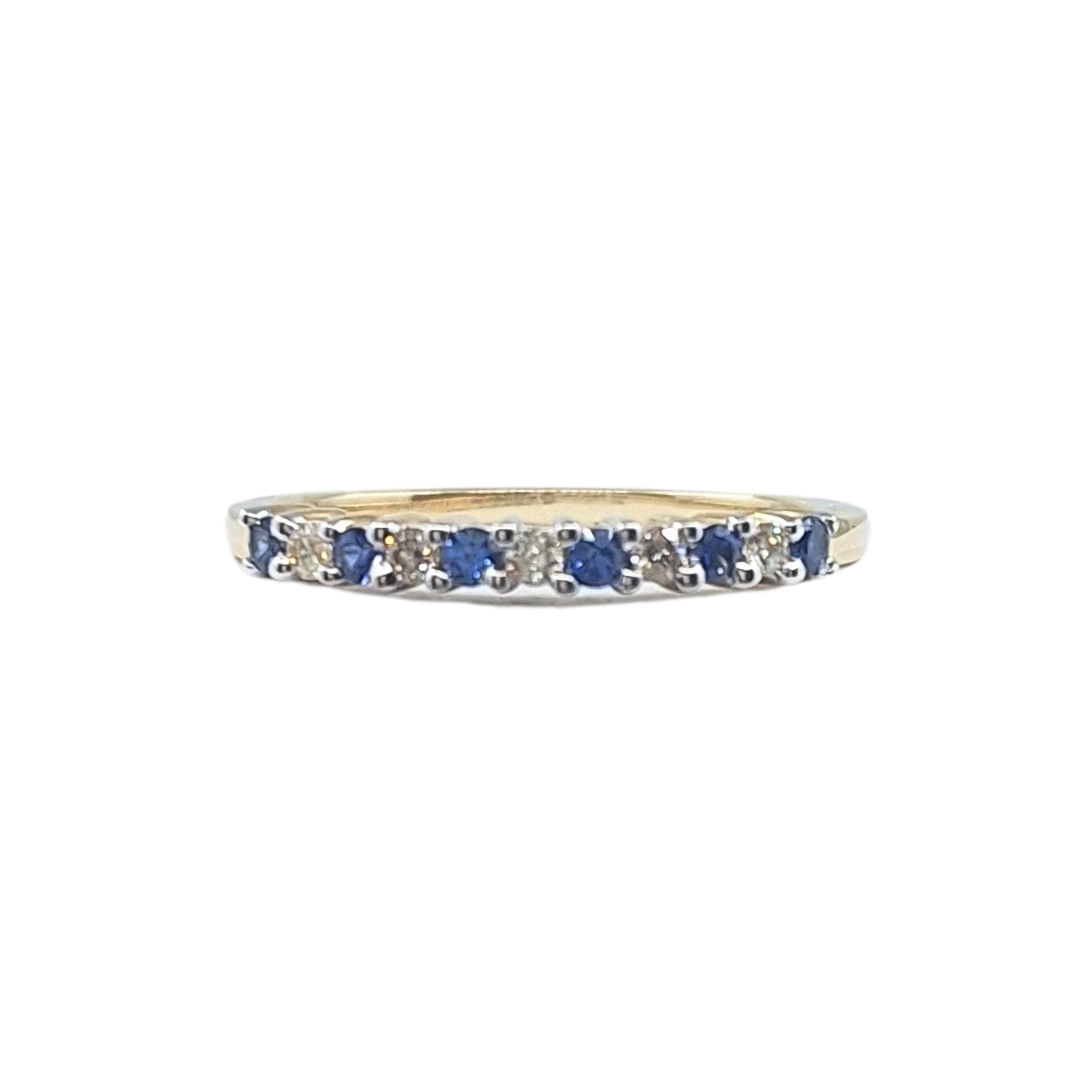 9ct Yellow Gold Sapphire & Diamond Eternity Ring
