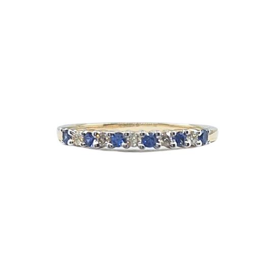 9ct Yellow Gold Sapphire & Diamond Eternity Ring