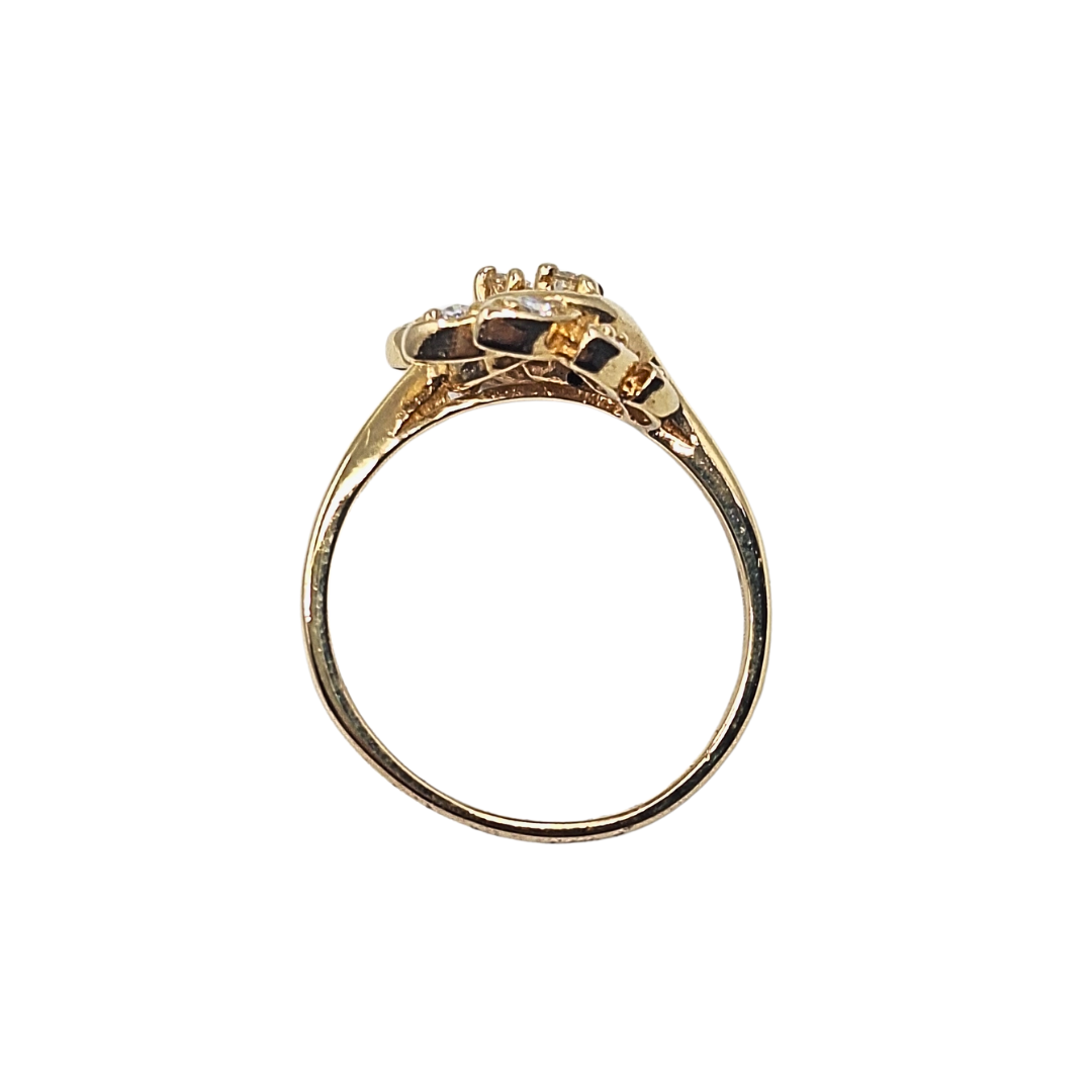 14ct Yellow Gold Diamond Leaf Cluster Ring 0.78ct