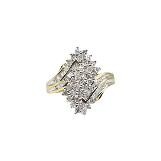 9ct Yellow Gold Diamond Crossover Ring 1.12ct
