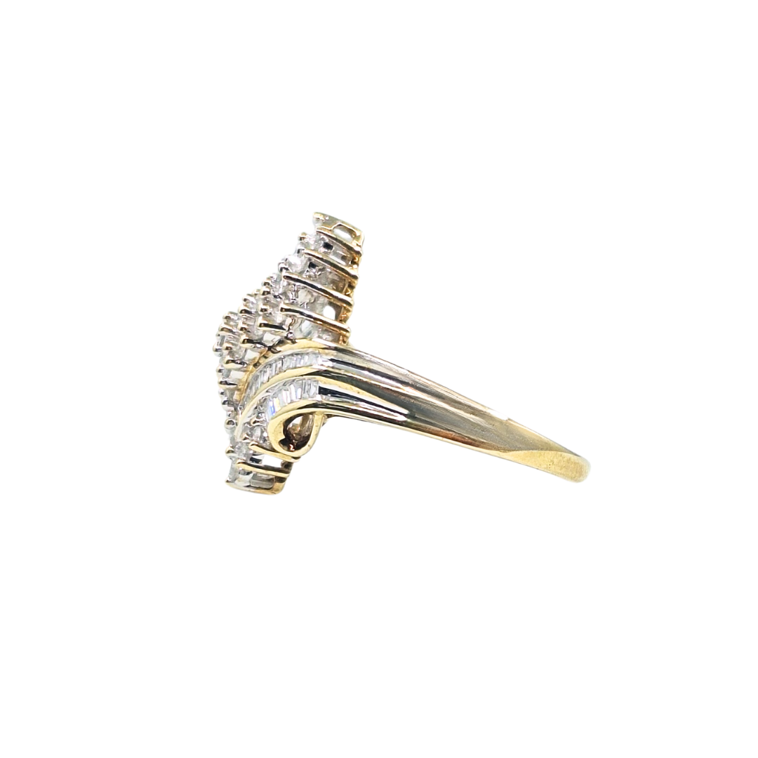 9ct Yellow Gold Diamond Crossover Ring 1.12ct