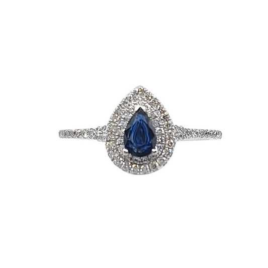 18ct White Gold Sapphire and Diamond Cluster Ring