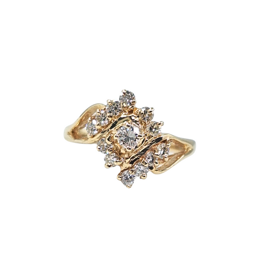 9ct Yellow Gold Diamond Cluster Ring
