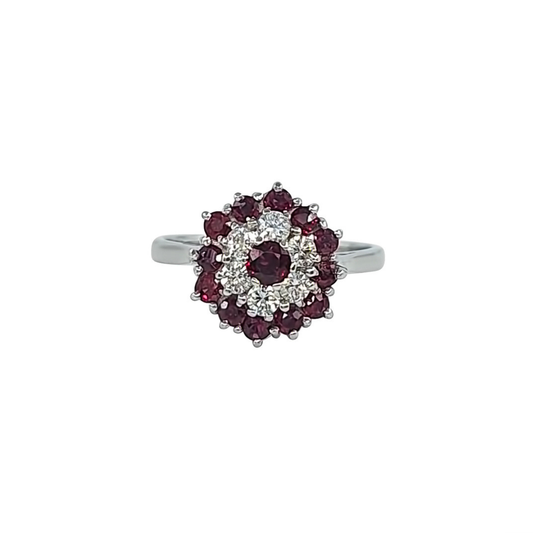 18ct White Gold Ruby & Diamond Ring