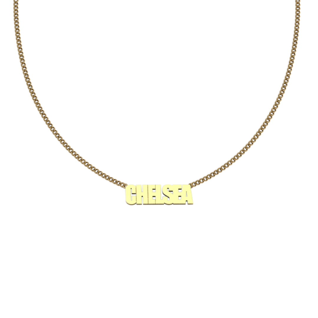 9ct Gold Personalised Name Necklace - Block