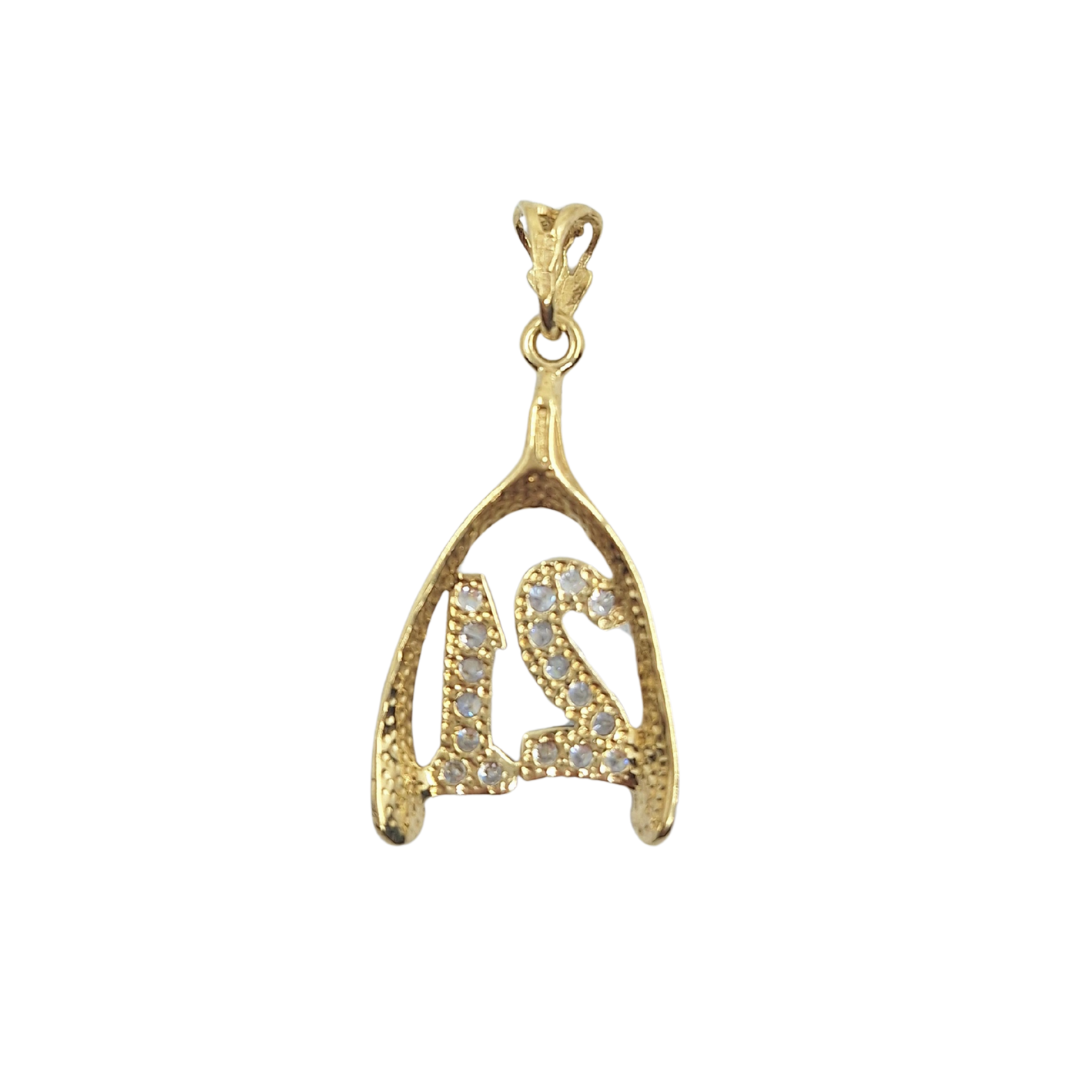 9ct Yellow Gold Cubic Zirconia 21 Wishbone Pendant