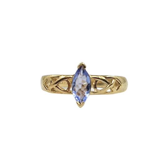 9ct Yellow Gold Marquise Tanzanite Celtic Ring