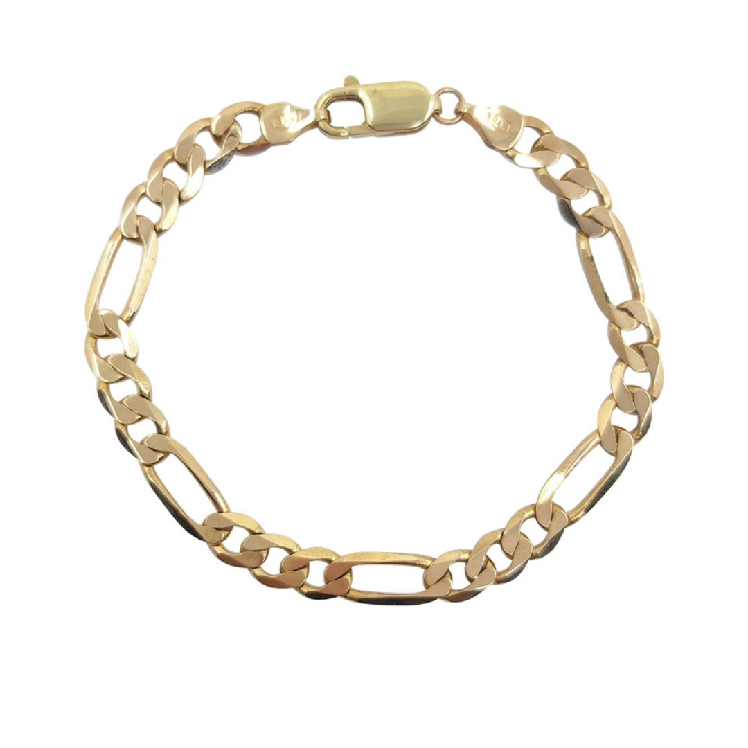 9ct Yellow Gold Figaro Bracelet 7"