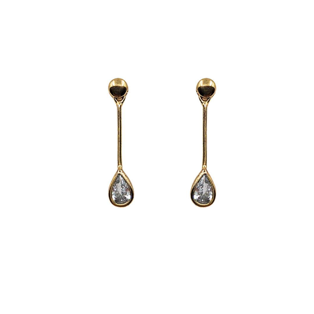 9ct Yellow Gold Cubic Zirconia Drop Earrings