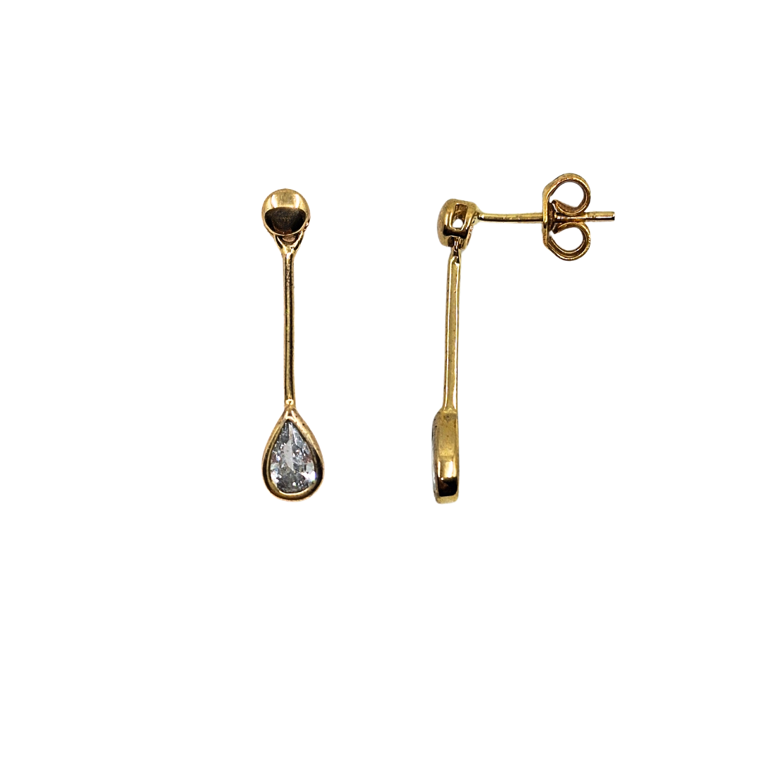 9ct Yellow Gold Cubic Zirconia Drop Earrings