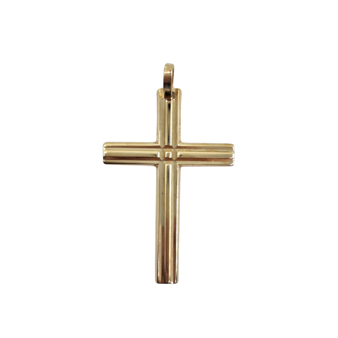 9ct Yellow Gold Lined Cross Pendant