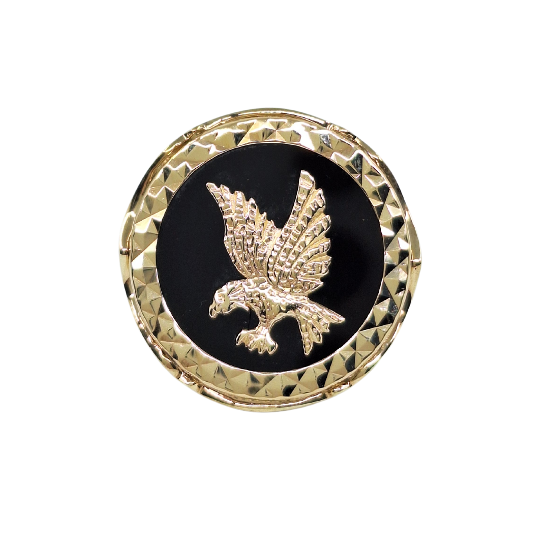 9ct Yellow Gold Onyx Eagle Ring