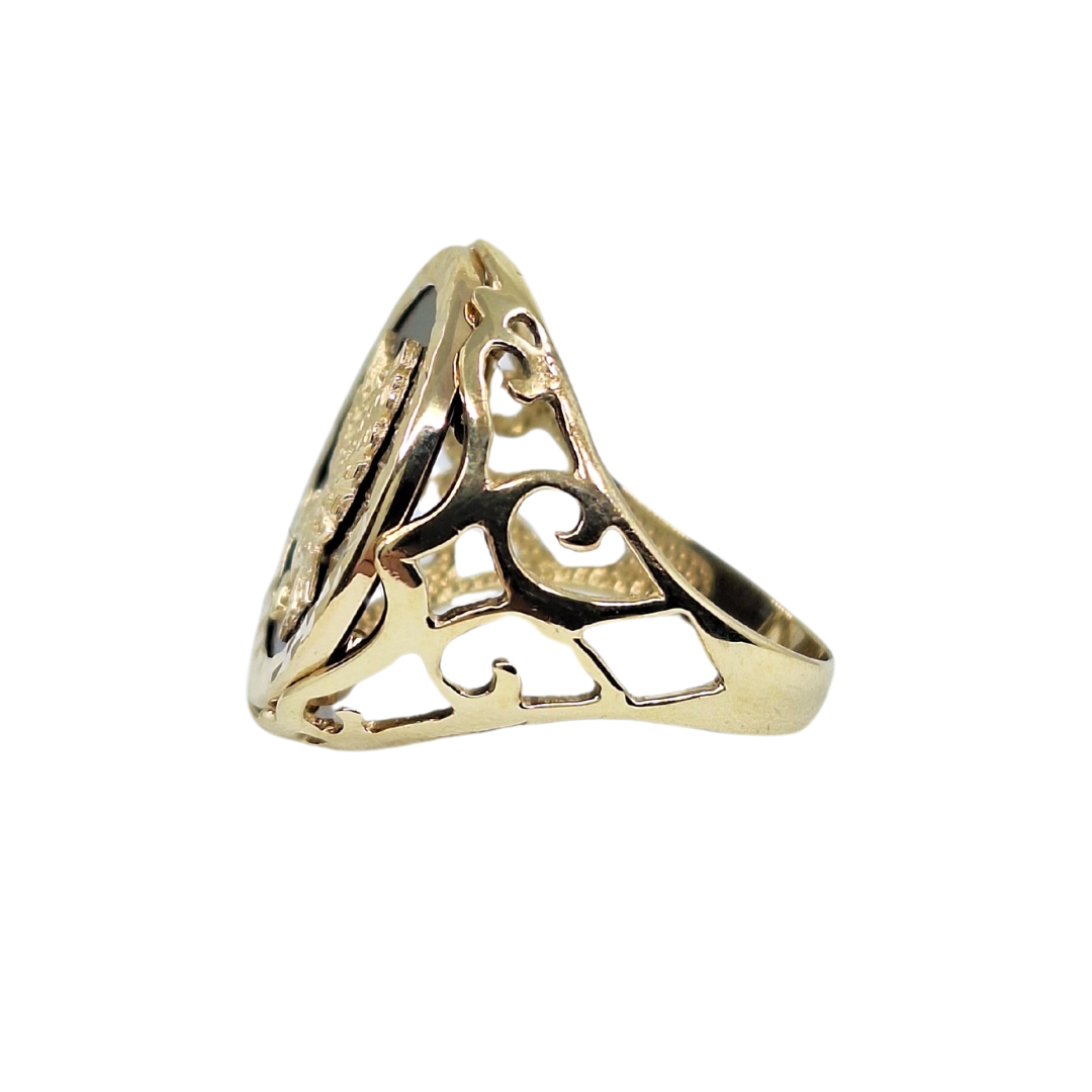 9ct Yellow Gold Onyx Eagle Ring