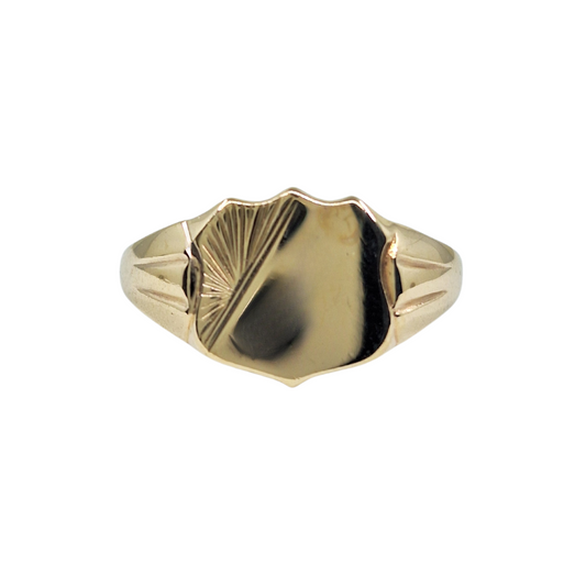 9ct Yellow Gold Shield Signet Ring