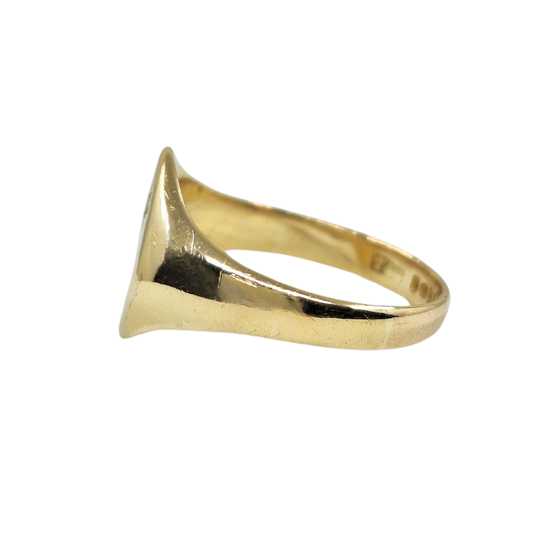 18ct Yellow Gold Diamond Signet Ring