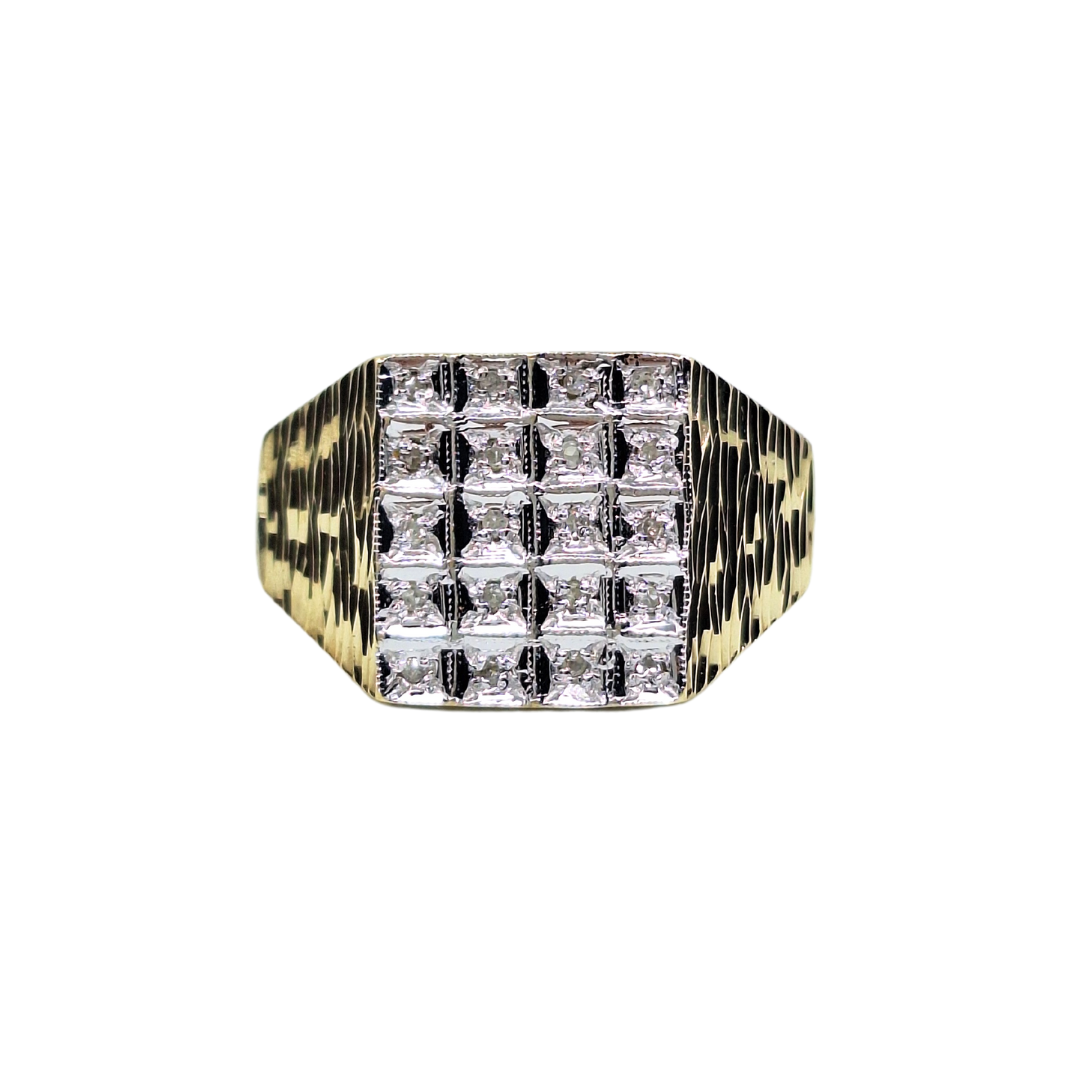 9ct Yellow Gold Diamond Signet Ring