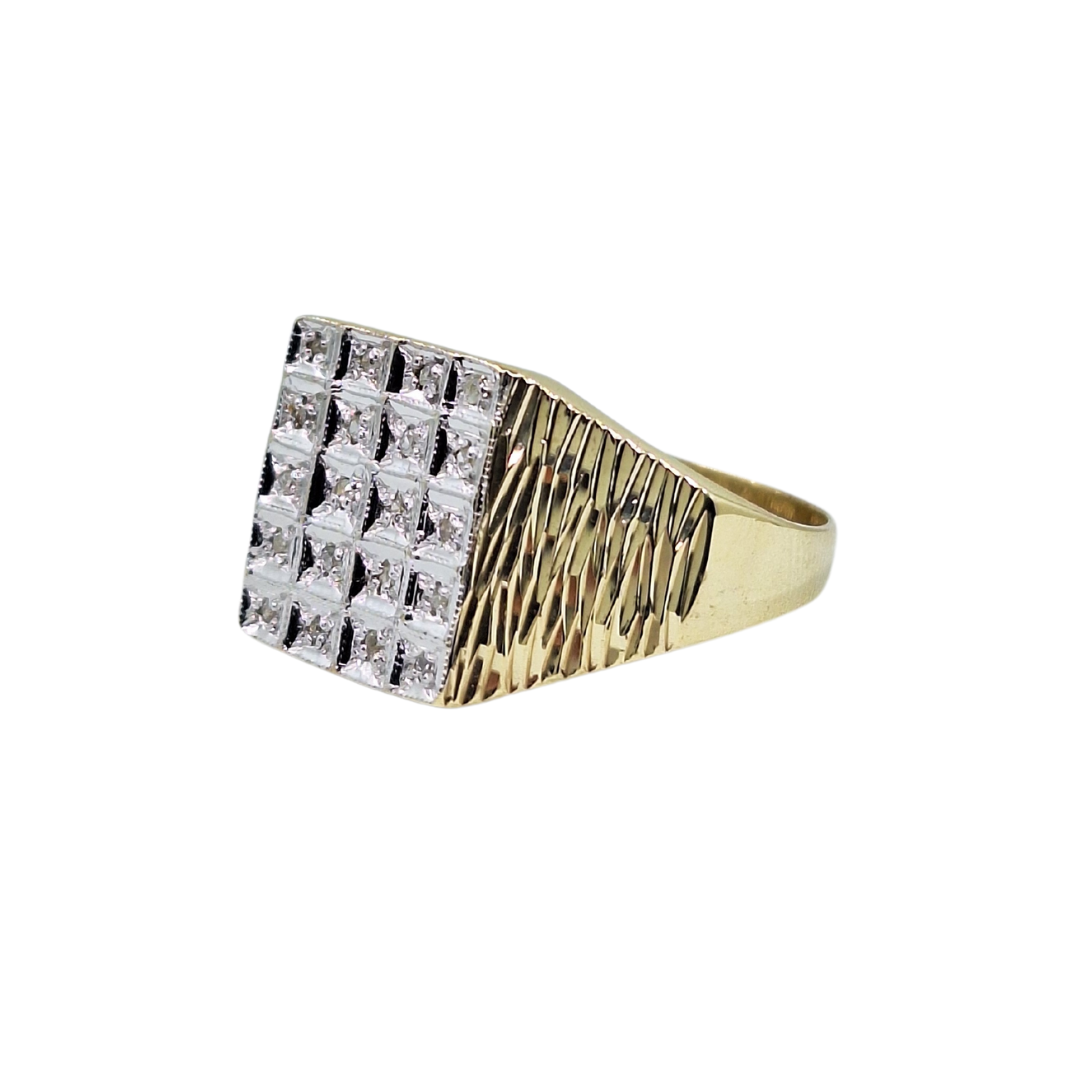 9ct Yellow Gold Diamond Signet Ring