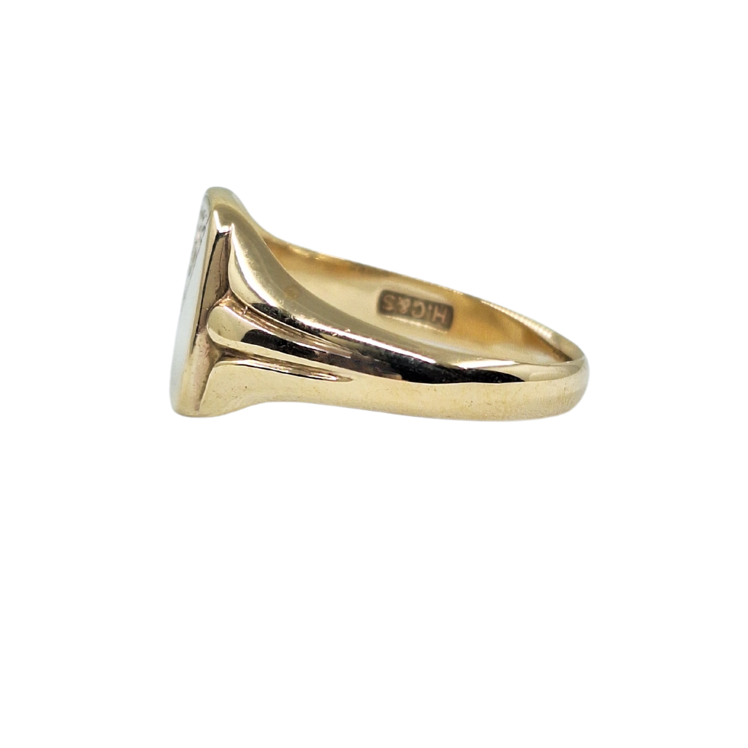 9ct Yellow Gold Half Engraved Signet Ring