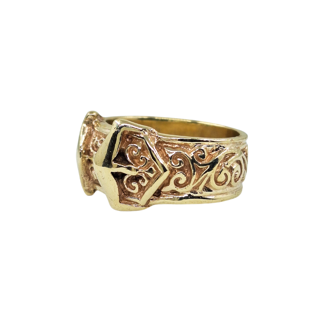 9ct Yellow Gold Double Buckle Ring